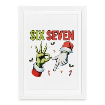 Six Seven Bruh Santa - Affiche encadrée (27 × 37 cm) - blanc - Devant