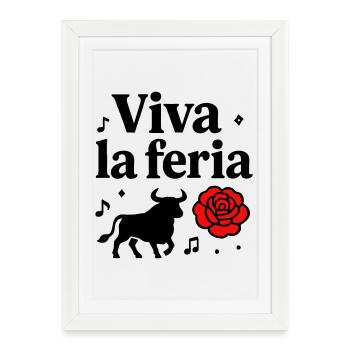 Motif Vive La Féria Taureau Banda Sud-Ouest - Affiche encadrée (27 × 37 cm) - blanc - Devant