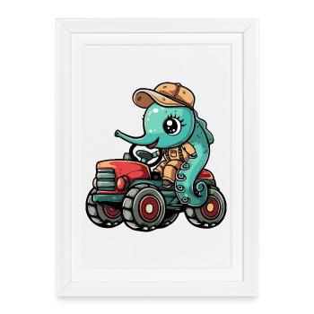Éleveur de tracteurs hippocampes - Affiche encadrée (27 × 37 cm) - blanc - Devant