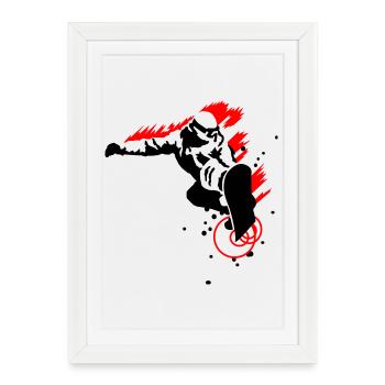 Snowboarders - Affiche encadrée (27 × 37 cm) - blanc - Devant