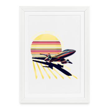 Retro Airplane Sunset (Based!) - Framed poster (27 × 37 cm) - white - Front