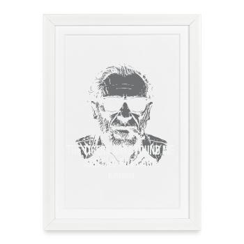 Portrait du poète de Bukowski avec citation audacieuse - Affiche encadrée (27 × 37 cm) - blanc - Devant