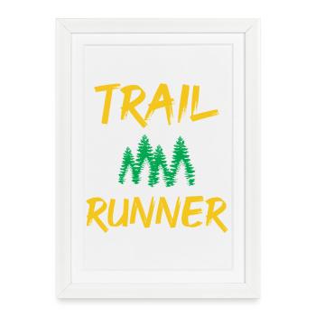 Coureur de trail - Affiche encadrée (27 × 37 cm) - blanc - Devant