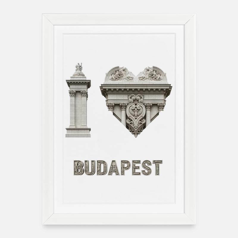 I Love Budapest – Classical Architecture - Framed poster (27 × 37 cm) - white