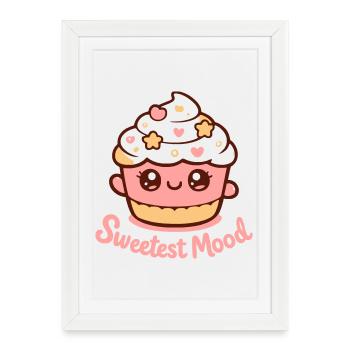 Motif de cupcake mignon avec des cœurs - Affiche encadrée (27 × 37 cm) - blanc - Devant