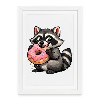 Délice aux beignets au raton laveur - Affiche encadrée (27 × 37 cm) - blanc - Devant