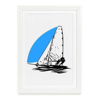 49er Dériveur à voile Régate de voilier Voile Sports de voile - Affiche encadrée (27 × 37 cm) - blanc - Devant