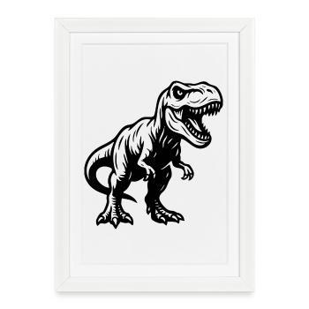 Tyrannosaure - Dinosaure  - Affiche encadrée (27 × 37 cm) - blanc - Devant