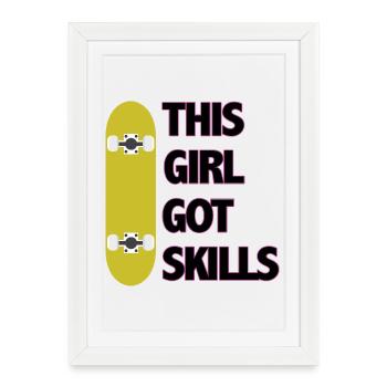 Cette fille a des compétences - Affiche encadrée (27 × 37 cm) - blanc - Devant