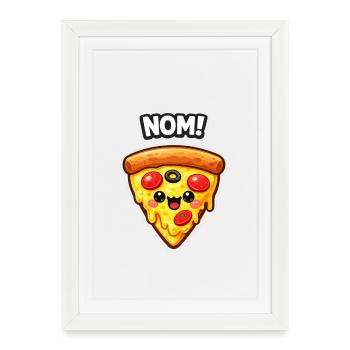 Conception de la part de pizza Kawaii - Affiche encadrée (27 × 37 cm) - blanc - Devant