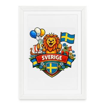 Sweden cheerful logo - Framed poster (27 × 37 cm) - white - Front