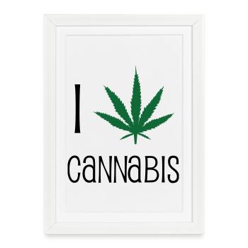 J'aime le cannabis - Affiche encadrée (27 × 37 cm) - blanc - Devant