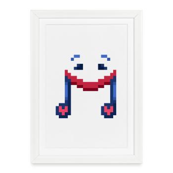 Smiling Musical Note Pixel Art - Framed poster (27 × 37 cm) - white - Front