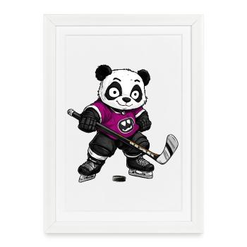Eishockeyspieler Panda - Framed poster (27 × 37 cm) - white - Front