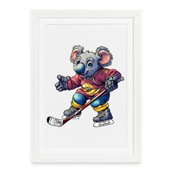 Koala du hockey sur glace - Affiche encadrée (27 × 37 cm) - blanc - Devant