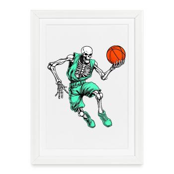 Skeletons Basketball - Framed poster (27 × 37 cm) - white - Front