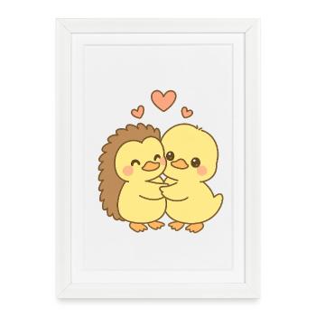 Couple de canards pour la Saint-Valentin - Affiche encadrée (27 × 37 cm) - blanc - Devant