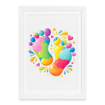Illustration des empreintes colorées - Affiche encadrée (27 × 37 cm) - blanc - Devant