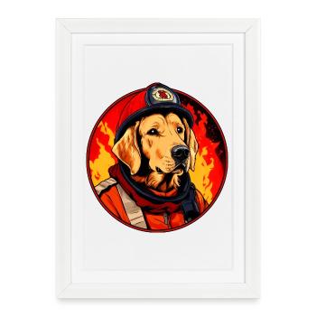 Fire Brigade Dogs - Framed poster (27 × 37 cm) - white - Front