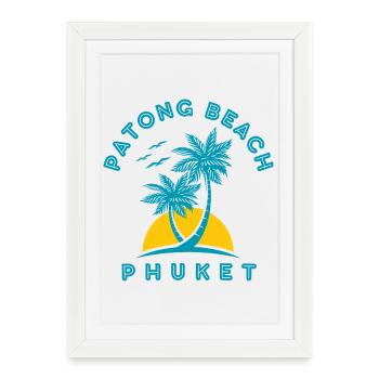 Coucher de soleil de la palmière de Patong Beach à Phuket - Affiche encadrée (27 × 37 cm) - blanc - Devant