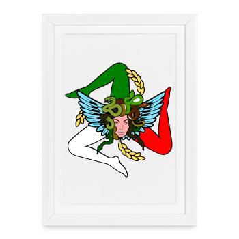 Trinacria de Sicile - Affiche encadrée (27 × 37 cm) - blanc - Devant