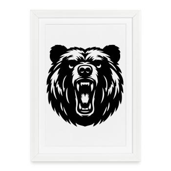 Russischer Grizzly Bär – Starkes Motiv! - Gerahmtes Poster (27 × 37 cm) - Weiß - Vorne