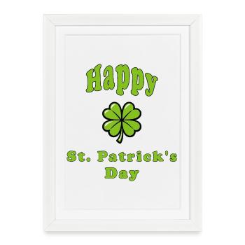 Happy St. Patrick's Day - Green Shamrock - Framed poster (27 × 37 cm) - white - Front