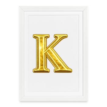 Monogramme d’or K - Affiche encadrée (27 × 37 cm) - blanc - Devant