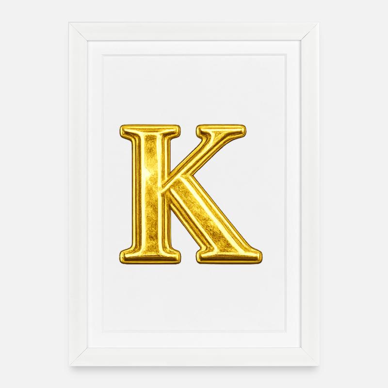 Monogramme d’or K - Affiche encadrée (27 × 37 cm) - blanc
