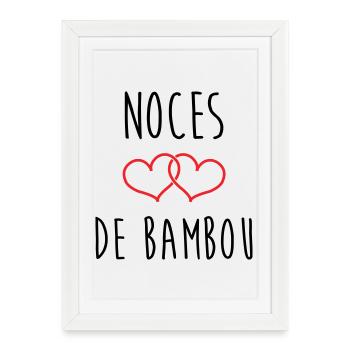 noces de Bambou 79 ans de mariage - Affiche encadrée (27 × 37 cm) - blanc - Devant