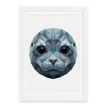 Sceller avec des lunettes de soleil, phoque morse mignons phoques - Affiche encadrée (27 × 37 cm) - blanc - Devant