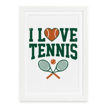 T-shirt de tennis, T-shirt I Love Tennis Paris, Sweat à capuche - Affiche encadrée (27 × 37 cm) - blanc - Devant