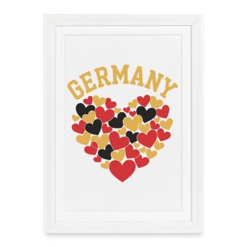 Deutschlandfarben Herzmotiv - Gerahmtes Poster (27 × 37 cm) - Weiß - Vorne