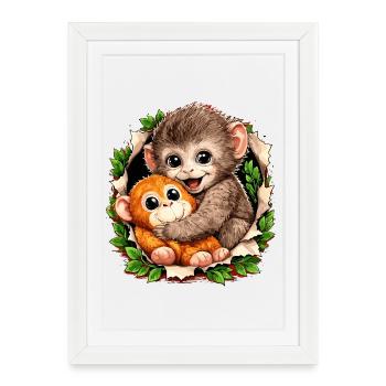Tendance virale du Baby Monkey Punch - Affiche encadrée (27 × 37 cm) - blanc - Devant