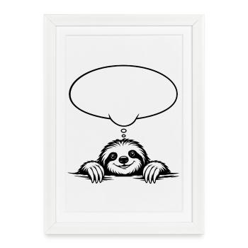 Faultier_mit_Denkblase - Affiche encadrée (27 × 37 cm) - blanc - Devant