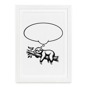 Faultier_chillend_mit_Denkblase - Framed poster (27 × 37 cm) - white - Front