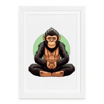 Monkey Yoga / Yogi Monkey - Affiche encadrée (27 × 37 cm) - blanc - Devant