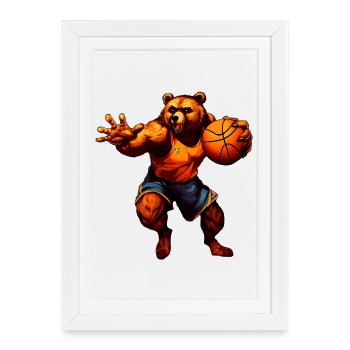 Bear Basketball Player - Framed poster (27 × 37 cm) - white - Front
