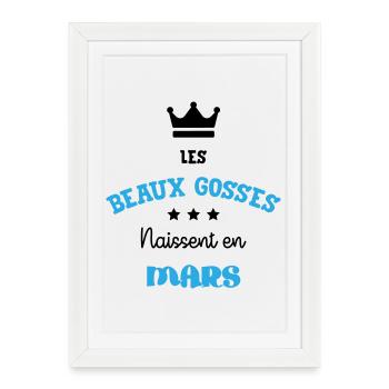 Cadeau naissance bébé garçon Mars Beaux Gosses BG - Affiche encadrée (27 × 37 cm) - blanc - Devant