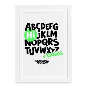 Grundschule Abschluss Shirt ABC - Gerahmtes Poster (27 × 37 cm) - Weiß - Vorne
