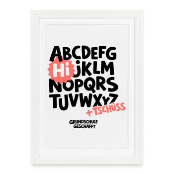 Grundschule Abschluss Shirt ABC - Gerahmtes Poster (27 × 37 cm) - Weiß - Vorne