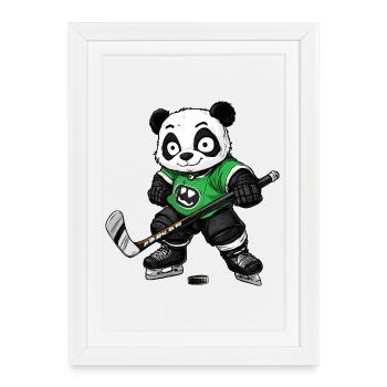 Joueur de hockey sur glace Panda - Affiche encadrée (27 × 37 cm) - blanc - Devant