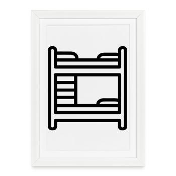 lit superposé - Affiche encadrée (27 × 37 cm) - blanc - Devant