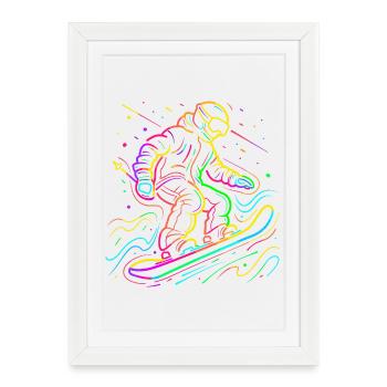 Snowboarder Rétrowave - Affiche encadrée (27 × 37 cm) - blanc - Devant