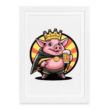 Bière de porc drôle - Affiche encadrée (27 × 37 cm) - blanc - Devant