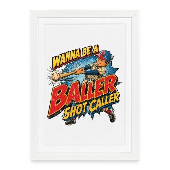 Baseball Baller : Style Sportif Rétro - Affiche encadrée (27 × 37 cm) - blanc - Devant