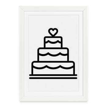gâteau de mariage - Affiche encadrée (27 × 37 cm) - blanc - Devant