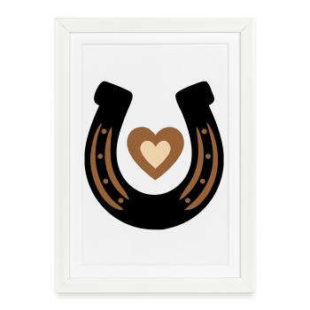 Horseshoe Heart Equestrian Luck - Framed poster (27 × 37 cm) - white - Front