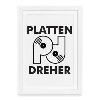 Logo tourneur de plaques avec lettres - Affiche encadrée (27 × 37 cm) - blanc - Devant
