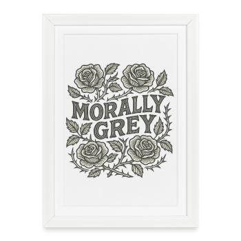 Roses Grises Morales - Affiche encadrée (27 × 37 cm) - blanc - Devant